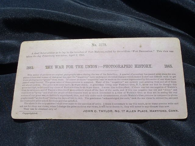 STEROVIEW "DEAD REBEL SOLDIER, PETERSBURG 04/02/1865"