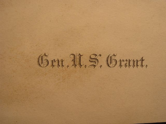 RARE GENERAL U. S. GRANT PERSONAL CALLING CARD