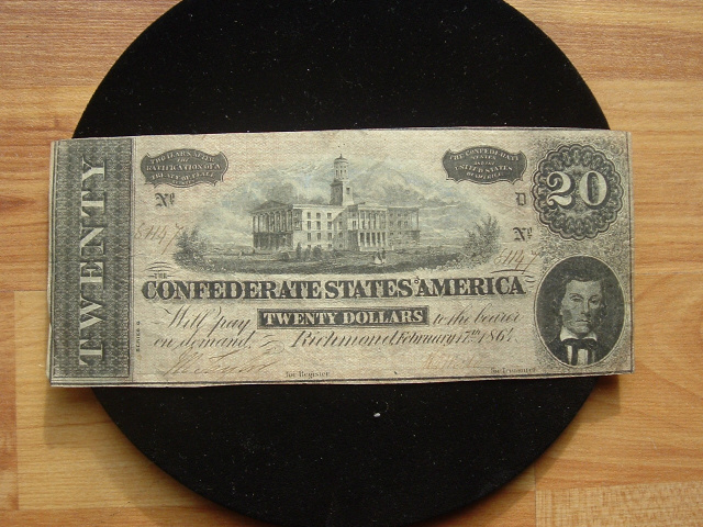 1864 CONFEDERATE $20.00 NOTE
