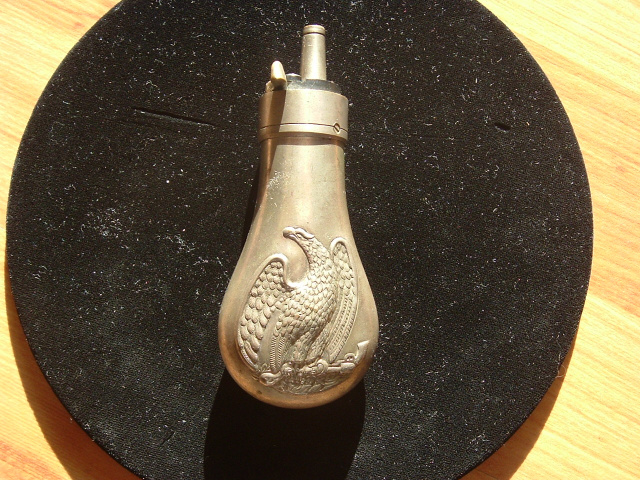 SILVER DOUBLE-SIDED EAGLE PISTOL FLASK